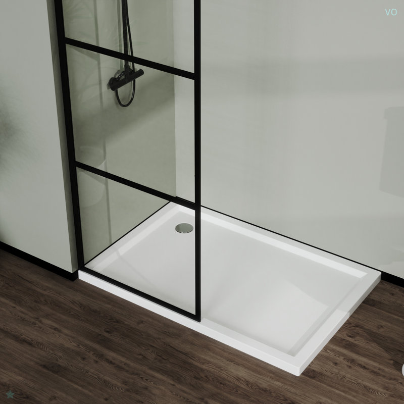 Pièce humide avec porte de douche et moustiquaire 34 po, 3 panneaux, noir
