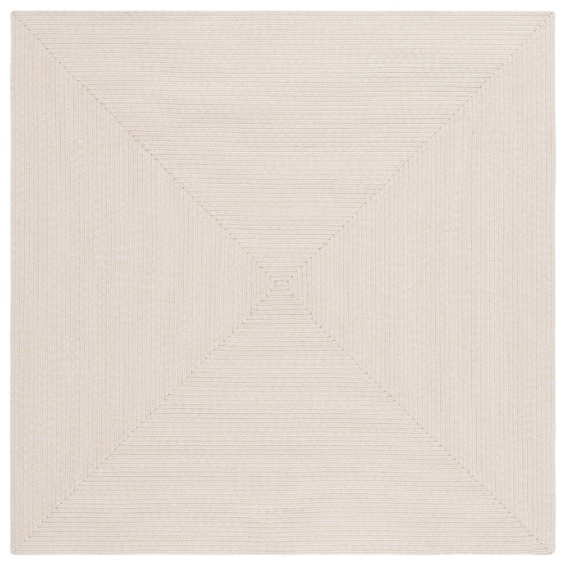 Morton Handmade Flatweave Polypropylene Area Indoor/Outdoor Area Rug in Ivory, Square 4'