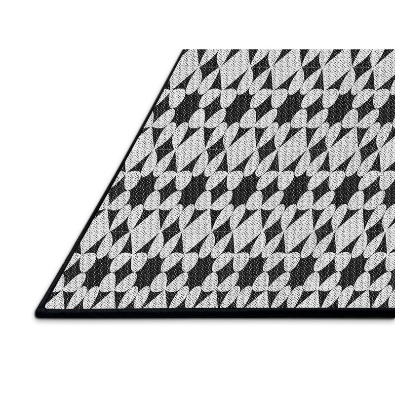 Tapis noir et blanc à motif géométrique, Rectangle 8 pi x 12 pi