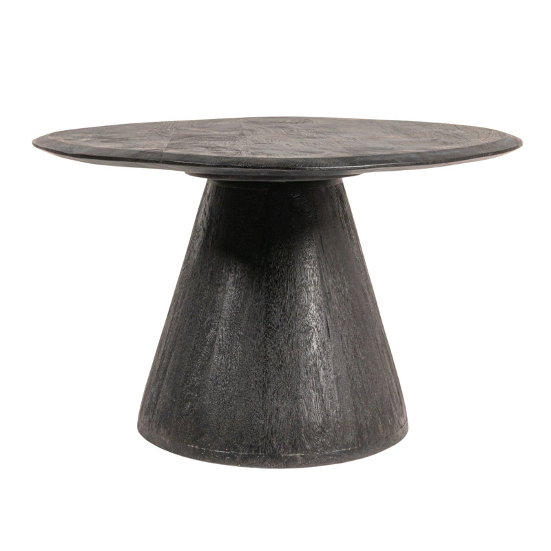 Declan Asymmetrical Organic-Shaped Mango Wood Coffee Table with Conical Base, Black
