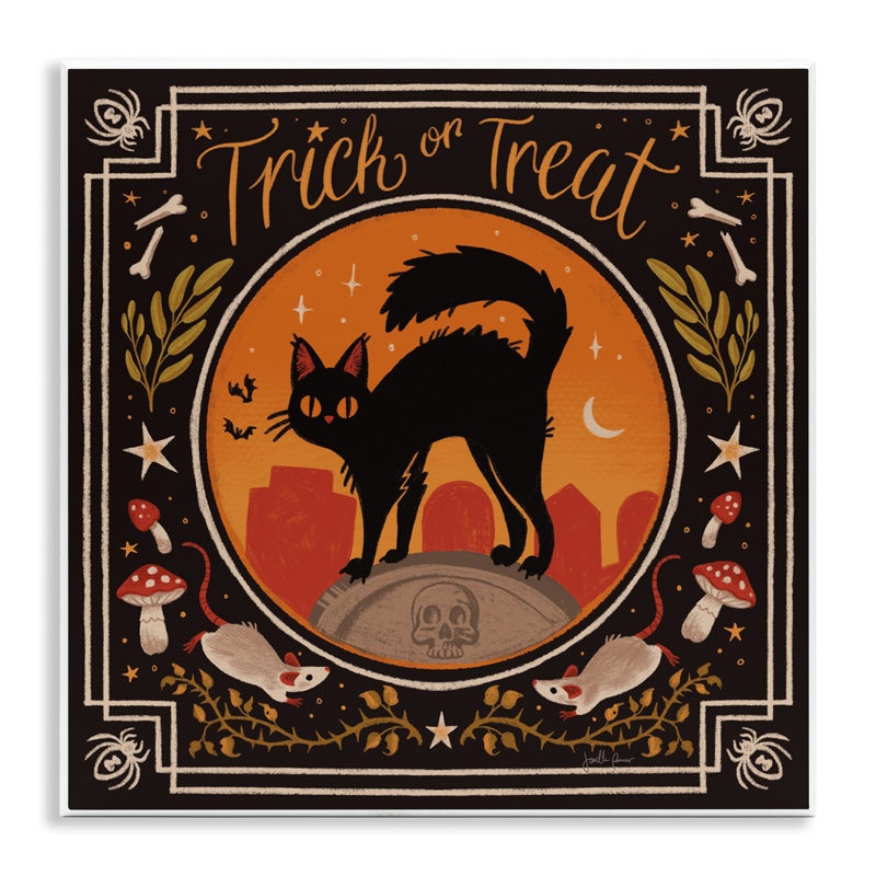Plaque murale «Trick Or Traite Cat & Rats», conception par Janelle Penner
