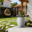 Grand pot à fleurs rond blanc en forme de perle fabriqué à la main avec trou de drainage l 16 po x H 21,5 po-194692605-194692607