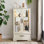 Armoire en verre cerisier avec tablettes réglables, 2 portes et tiroir pour une présentation et un rangement élégants