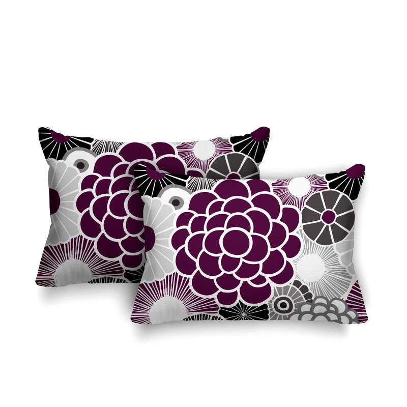 Coussin lombaire floral intérieur / extérieur, Mauve