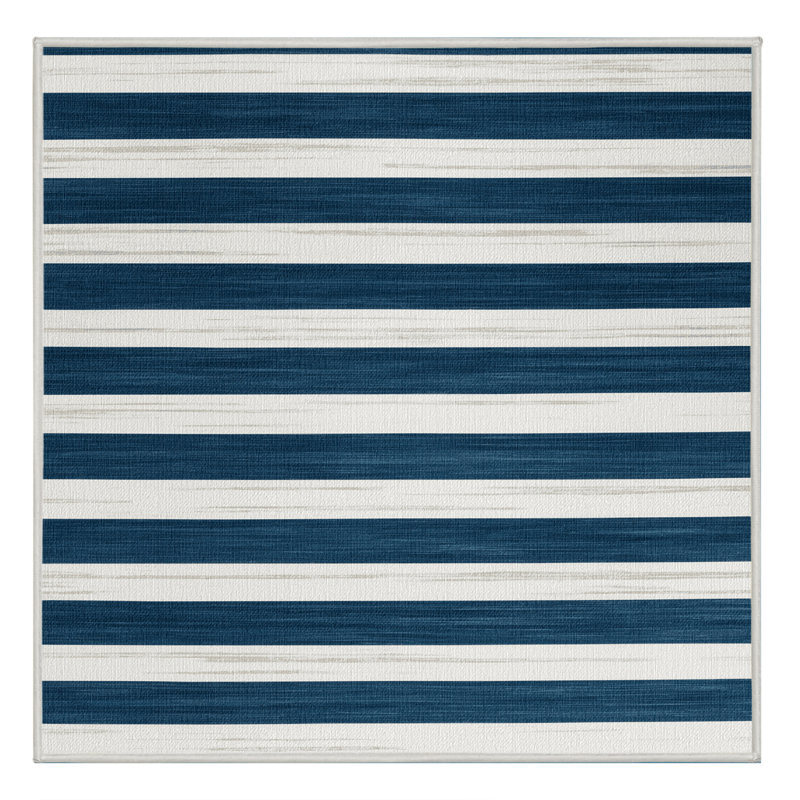 Tapis blanc à rayures horizontales lavable à la machine, Carré 4 pi