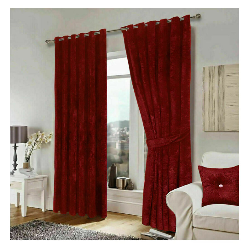 Aguilar Velvet Sheer Curtain Pair, 228 W x 137 D cm, Burgundy