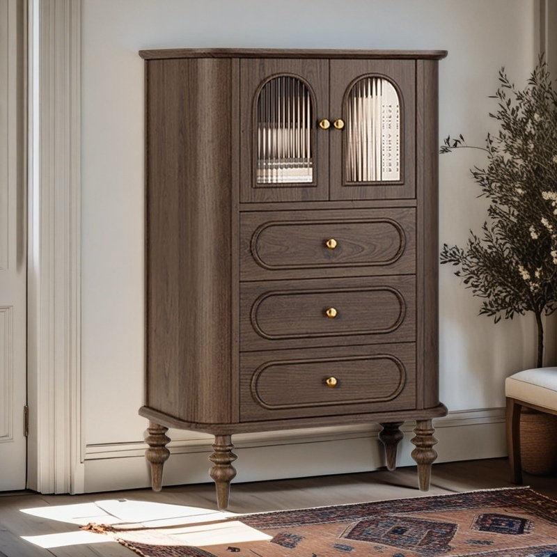 French Storage Cabinet Storage Light Luxury Minimalist Featured Cabinet, Tan