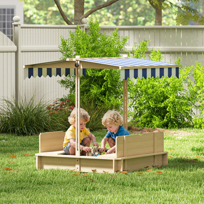17kg 106cm x 106cm Wood Square Natural Play Sandbox with Cover