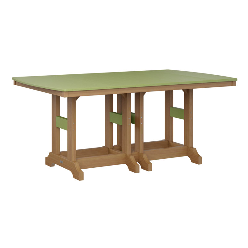 Table de bar rectangulaire Berlin Garden Garden Classic, Vert kiwi, H 39,5 po x l 72 po x P 44 po, Teck naturel