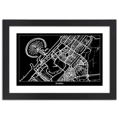 Dubai City Map - Single Picture Frame Print