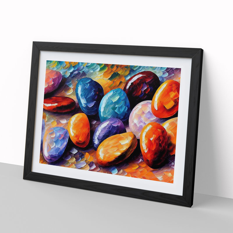 Shimmering River Pebbles Vol.5 - Framed Print, Black, 46cm H x 64cm W x 2cm D