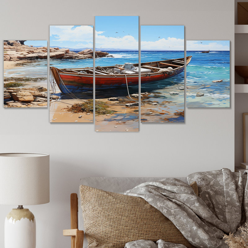 Alquan - Décoration murale bord de mer - 5 panneaux