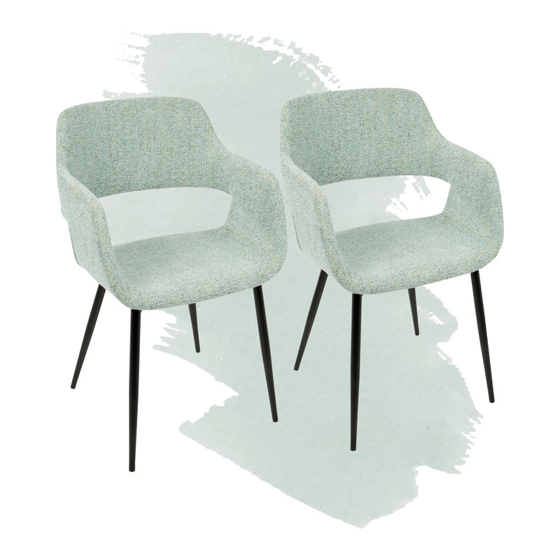 Margarite Contemporary Dining/Accent Chair In Black Metal And Light Green Fabric By Lumisource - Set Of 2, Light Green, Black