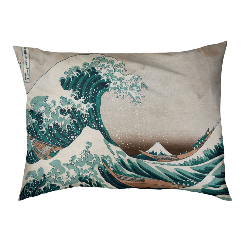Coussin Burkart la grande vague, L 42 po x l 52 po, Vert / Brun / Noir