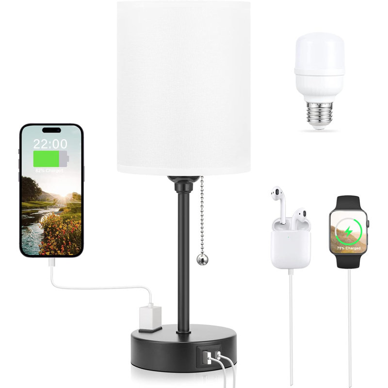 Murwah Metal USB Table Lamp, White