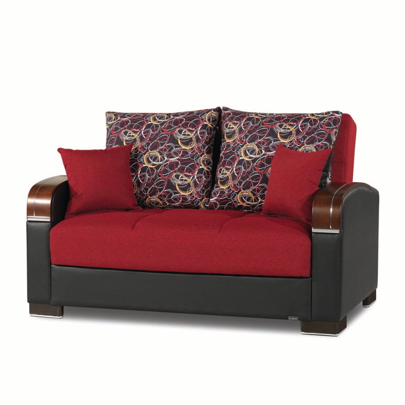 Causeuse convertible avec rangement Primenest, Polyester rouge