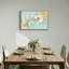 Fleurs blanches avec feuille d'or sur toile bleu sarcelle-1042772356