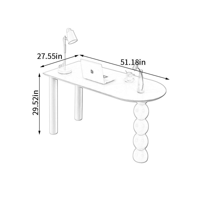 Bureau d'écriture French Rocky, H 29,52 po x l 51,18 po x P 27,55 po, Blanc