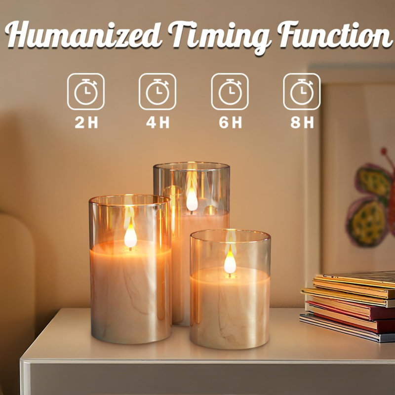 Flameless Candle, Golden Glass Sd