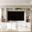 Meuble télé mural 4 pièces avec bibliothèque pour téléviseurs jusqu'à 70 pouces, meuble télé de style ferme moderne avec étagère réglable, console multimédia de style milieu du siècle avec pont pour salon-672866844