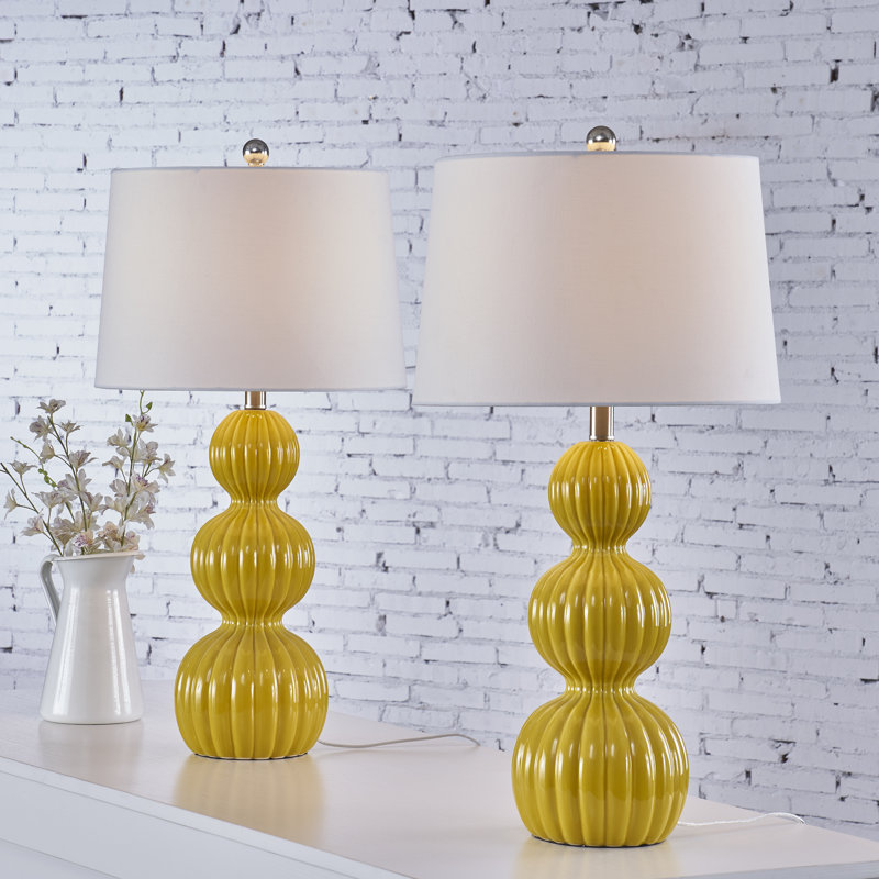 Sabb 28" Modern Coastal Ceramic Table Lamp with 3-Way Dimming, Yellow