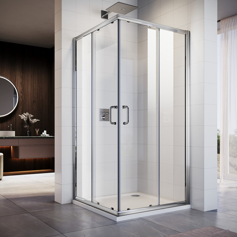 34"D x 34"W x 72"H Framed Square Corner Shower Enclosure with 1/4" Tempered Glass, Chrome