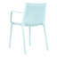 Fauteuils modernes en plastique pour espaces intérieurs et extérieurs, ensemble de 4, résistants aux intempéries, dossier ergonomique à lattes, couleur bleue, installation instantanée, parfaits pour les événements éphémères dans les zones commerciales, empilables et résistants aux intempéries avec protection solaire.
