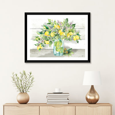 " Watercolor Lemons In Mason Jar Landscape " by Tre Sorelle Studios