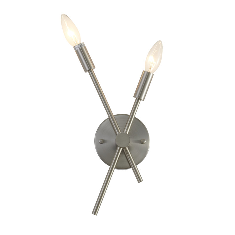 Applique murale 2 lumières Kinkead Transitional , Nickel brillant