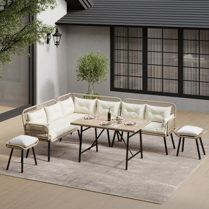 Ivet Outdoor 10PCS Wicker Model Design Sectional with Cushions, White