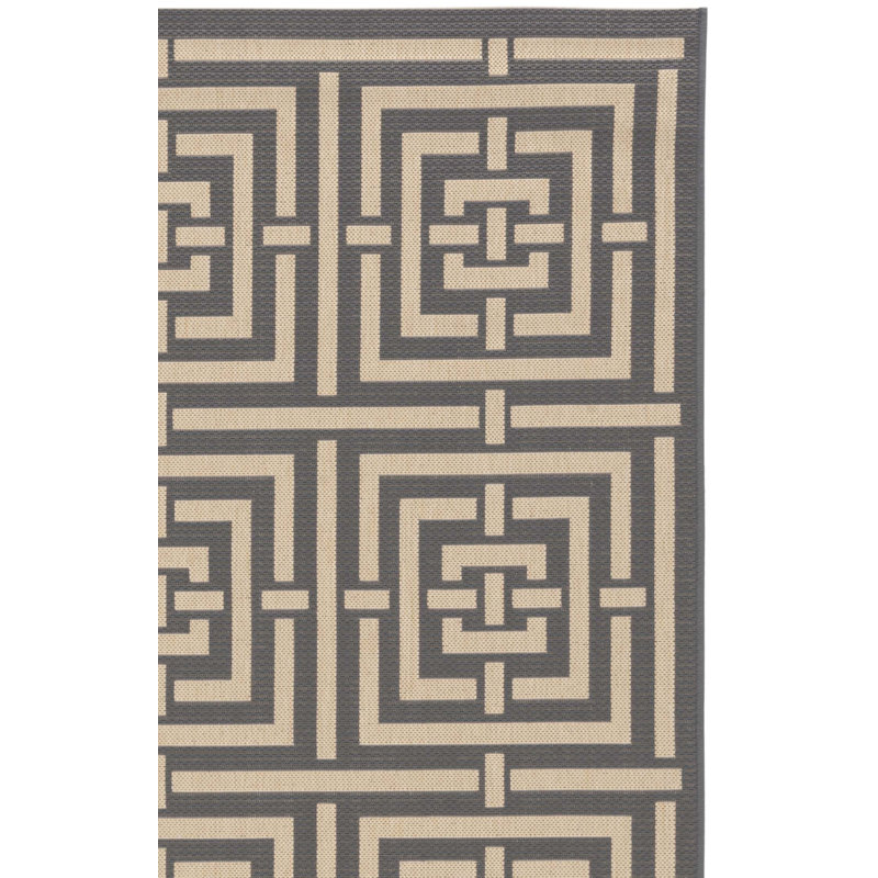 Arneshia Geometric Grey/Cream Indoor/Outdoor Area Rug, Runner 2'3" x 20'