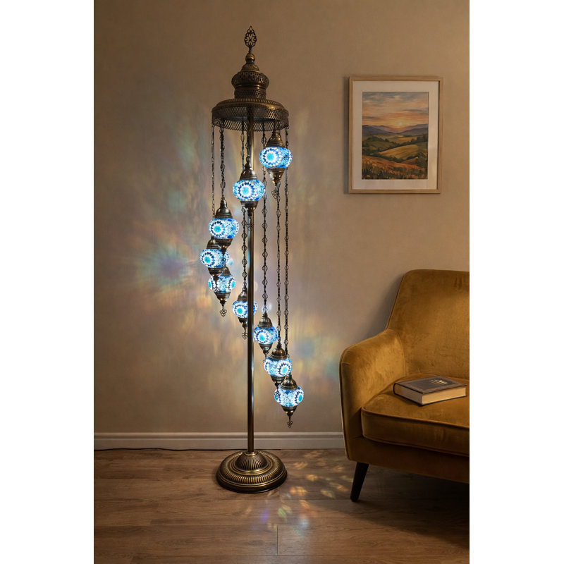 Lampe turque sur pied Bungalow Rose Mert, Bleu