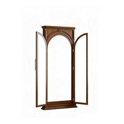 74.41"Rectangular glass mirror with brown rubberwood frame and a dressing mirror