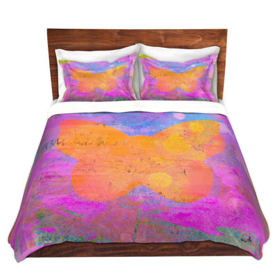 DiaNoche Duvet Covers Sets Microfiber by China Carnella - Pink Butterfly