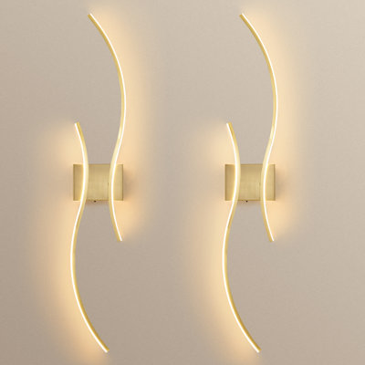 Battery Operated LED Wall Sconces with Remote Control, Stepless Colors 3000K-6000K/  Dimmable/ Memory/ Timer/ Night-Light, 39 In, 2-Pack