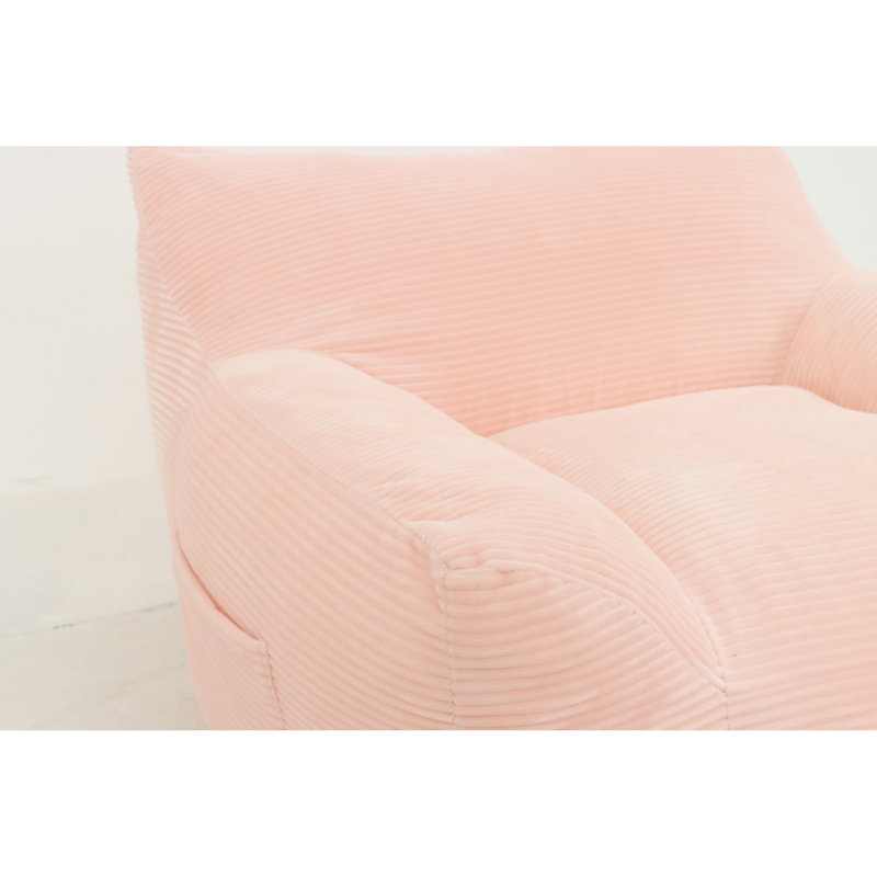Oversized Pink Corduroy Bean Bag Chair, High - Resilience Shredded Foam, Supportive , With , Perfect For Relaxing In Dorm Generous Size, And Great Reading Living Room