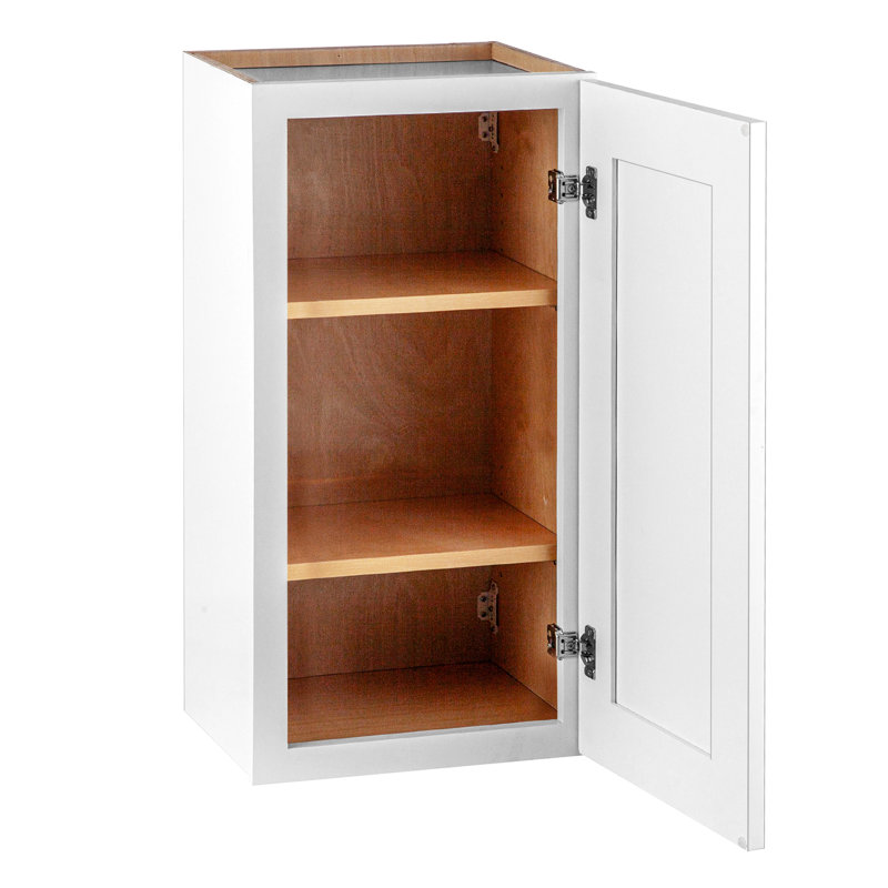 Armoire murale à une porte en bois massif blanc, tablettes réglables, mécanisme de fermeture en douceur, imperméable, pour le bureau, la cuisine, la salle de bain, l 15 po x P 12 po x H 36 po