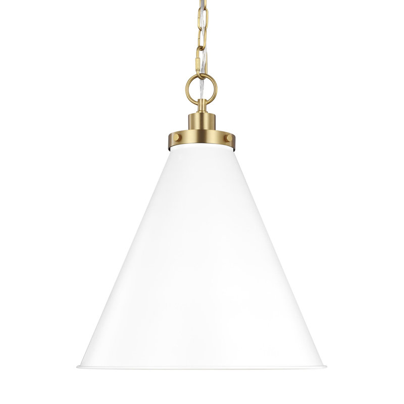 Wellfleet 1 - Light Pendant, 19" H x 15.625" W x 15.625" D, Matte White, Burnished Brass