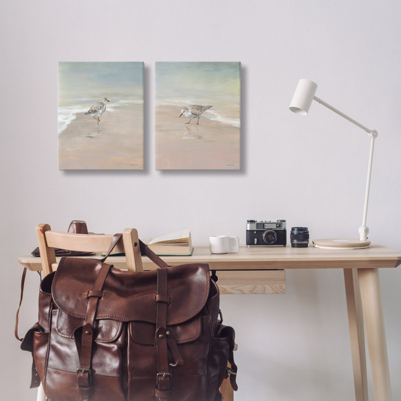 «Shorebirds on the Sand», ensemble de 2 toiles d'art mural, design par Danhui Nai, H 20 po x l 16 po