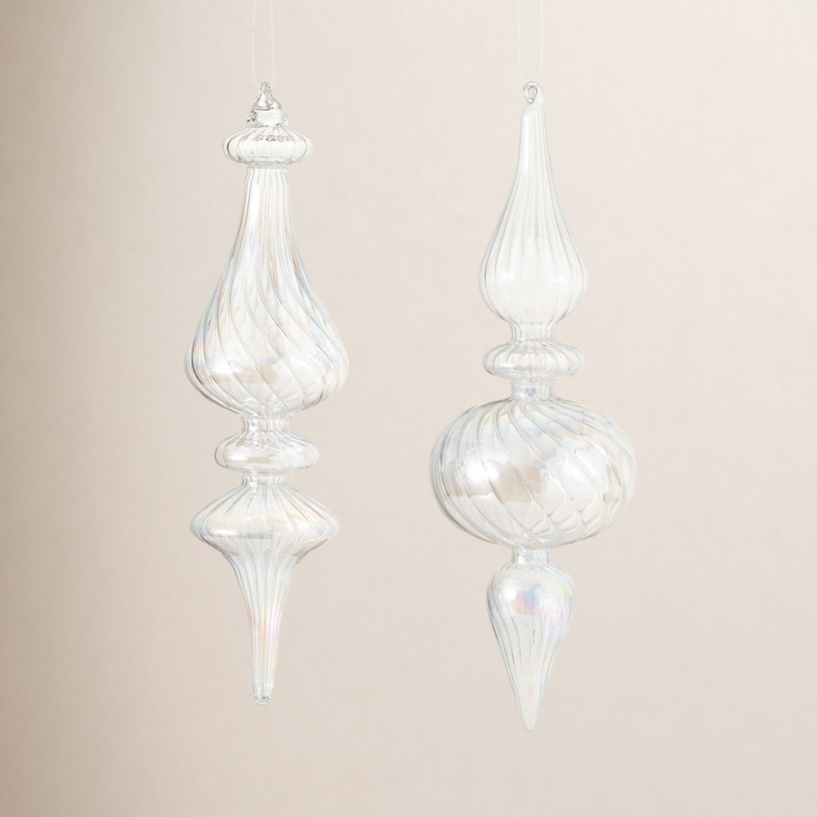 Gilded Elegance 9.75'' Glass Finial Ornament