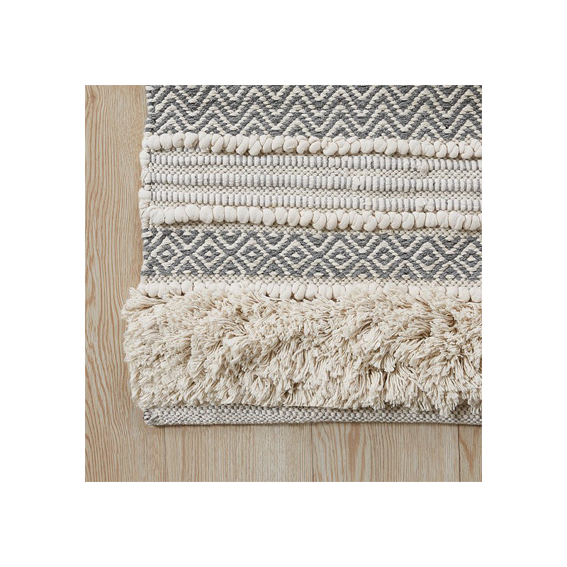 Woven Texture Stripe Bath Rug Grey 22X58"