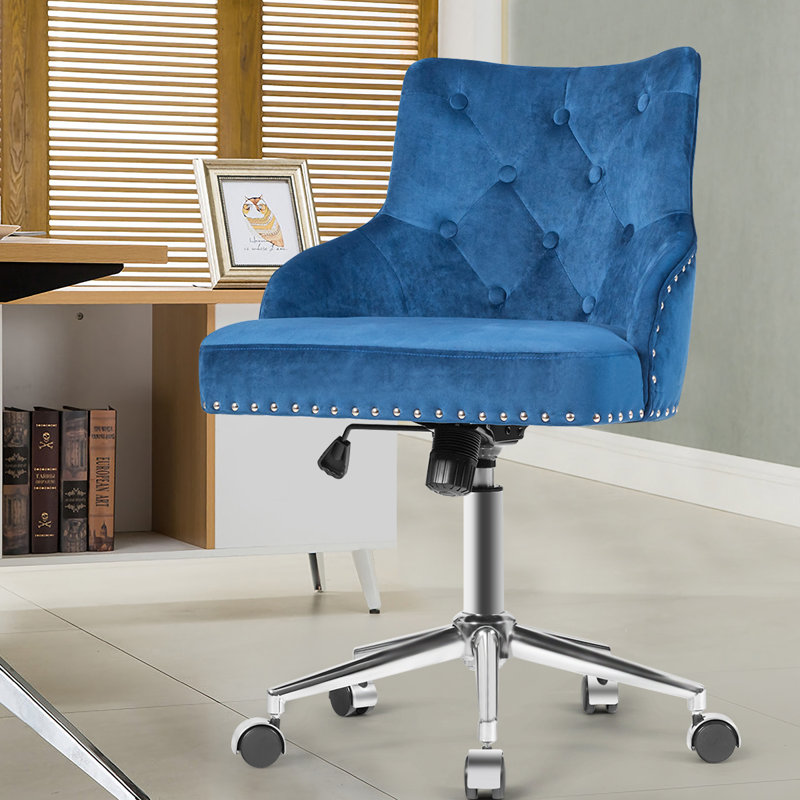 Chaise de travail Feuerstein, Velours bleu marine