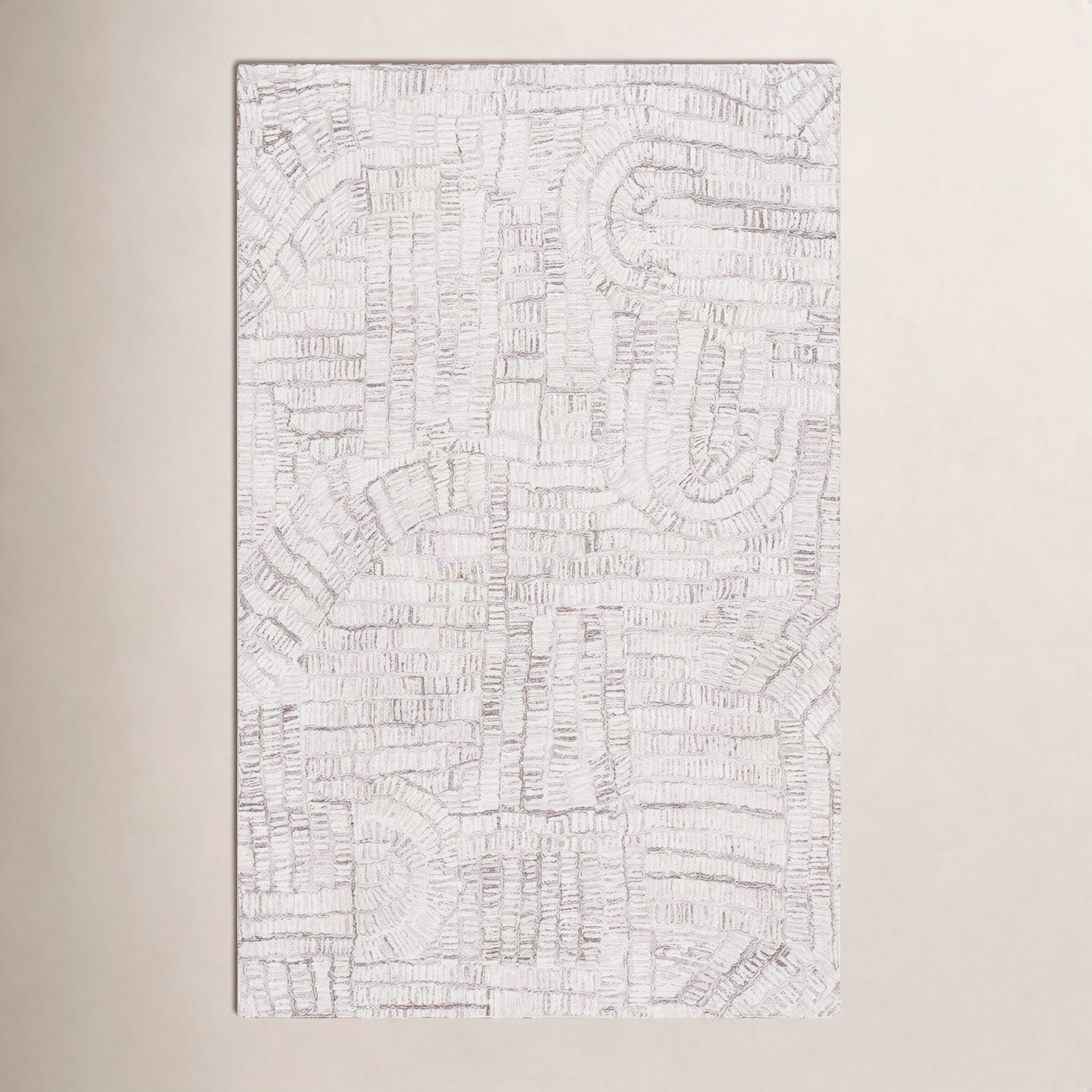 Ashwin Brown Ivory Hand-Tufted Abstract Rug, Rectangle 8' x 10'