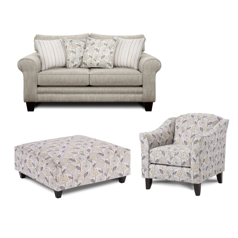 Causeuse, fauteuil d'appoint et repose-pieds Tapia