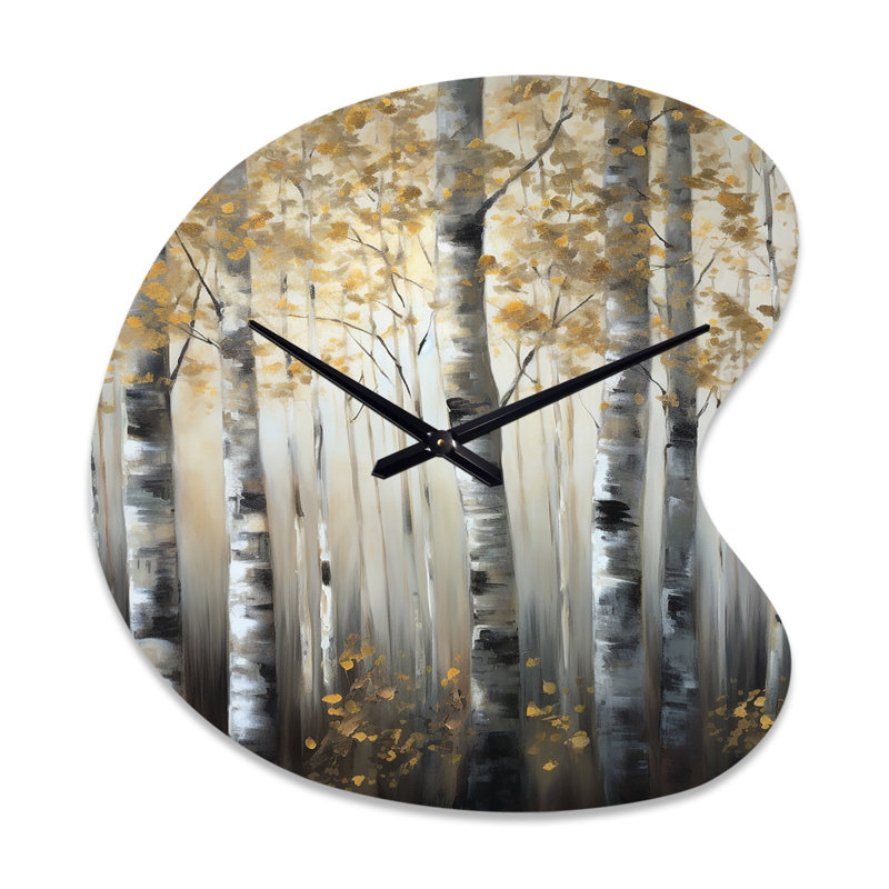 Horloge murale Birch Tree Forest Wonderland V - Arbre, Grand