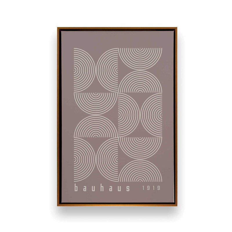 Affiche de composition Bauhaus, Taupe chaleureux, Cadre flottant or poli, H 48,75 po x l 32,75 po