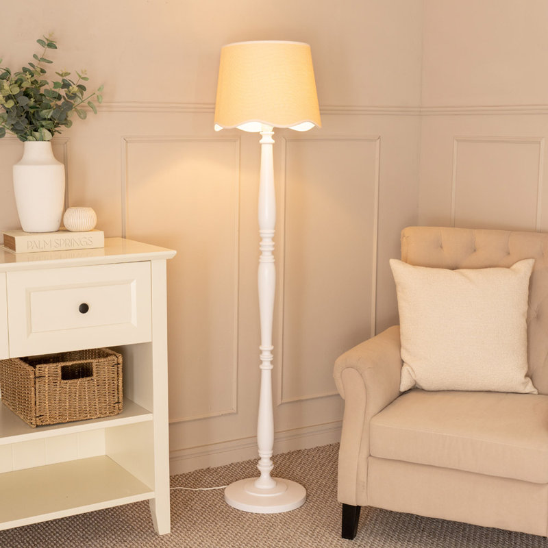 Brechin 152cm Traditional Floor Lamp, White, Natural, Yes