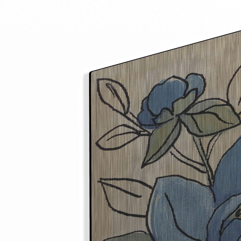 Printemps dentelle florale IV bleu foncé par Silvia Vassileva, H 36 po x l 36 po