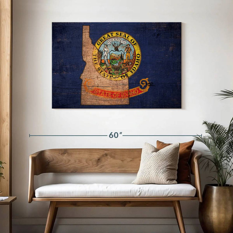 State Map Over Idaho Flag