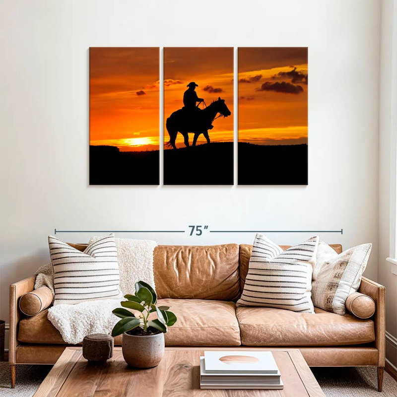 Coucher de soleil à cheval Mehar, H 36 po x l 57 po